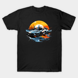 Hypersonic Gray C8 Corvette Racecar Industrial Sunset T-Shirt